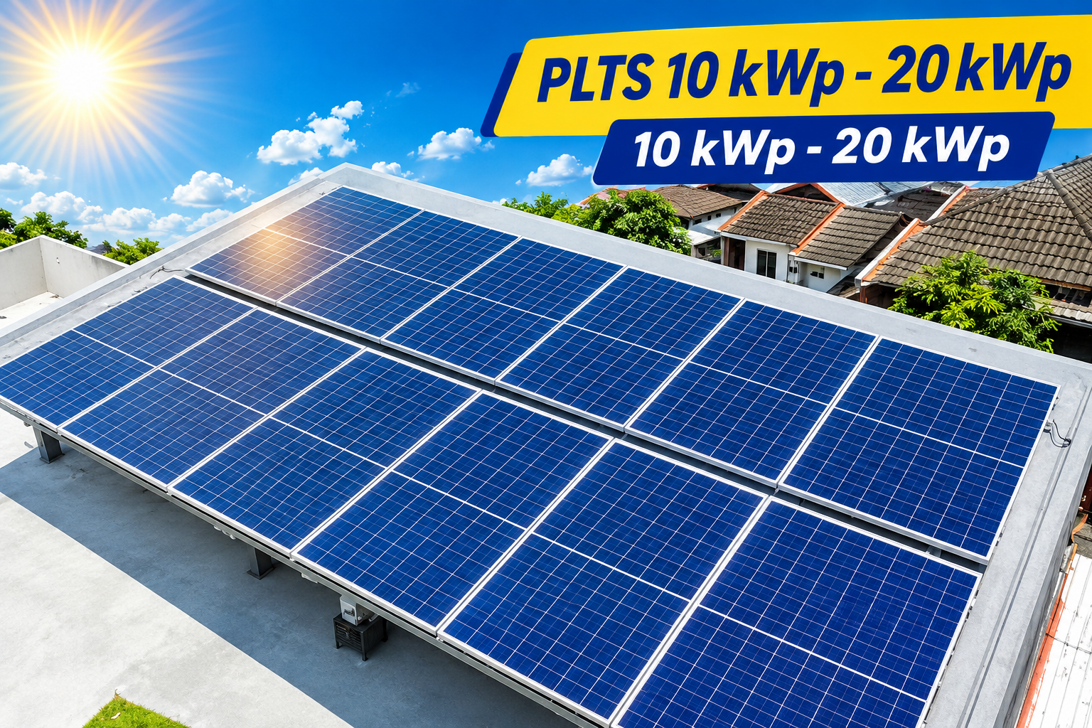 Surya Panel Jakarta & Jabodetabek 10 kwp 20 kwp surya panel rumah kantor tempat pelayanan umum kebutuhan listrik besar
